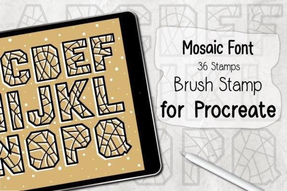 Mosaic Font ‪Procreate Brush Stamp‬