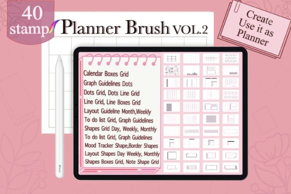 Procreate Brushes Stamp Outline Planner