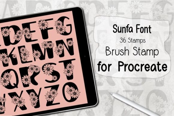 Sunfa ‪Font | Procreate Brush Stamp‬