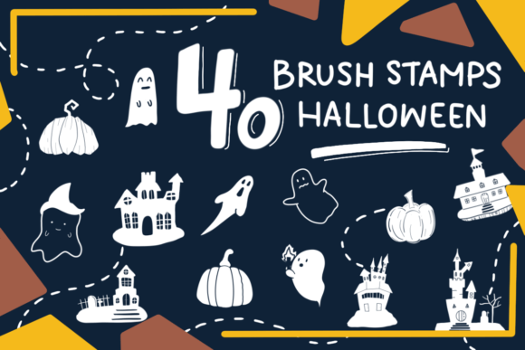 40 Halloween Brush Stamp, Procreate