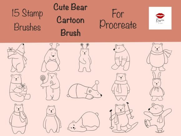 Cute Bear Stamp Brush for Procreate