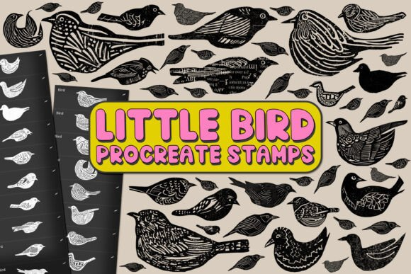 Little Bird Procreate Stamp Brushes