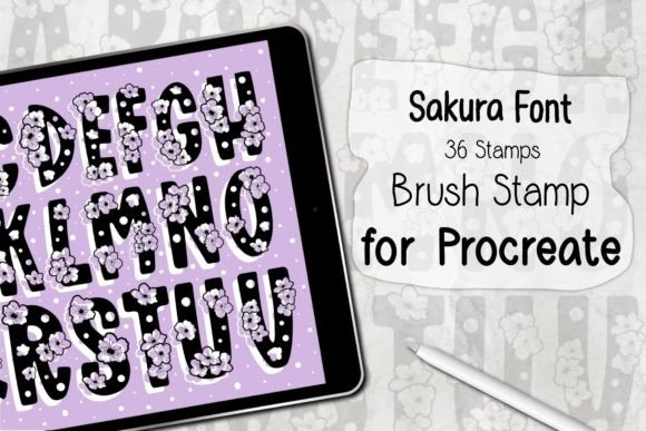 Sakura Font ‪Procreate Brush Stamp‬