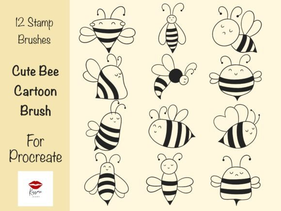Cute Bee Stamp Brush for Procreate