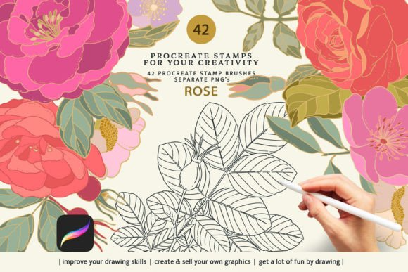 Rose Stamp Procreate Brushes