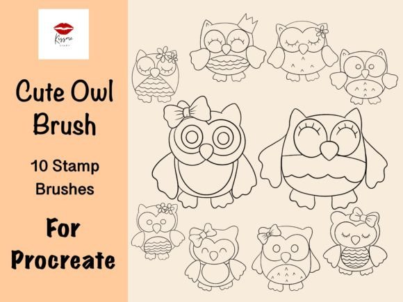 Cute Owl Stamp Brush for Procreate