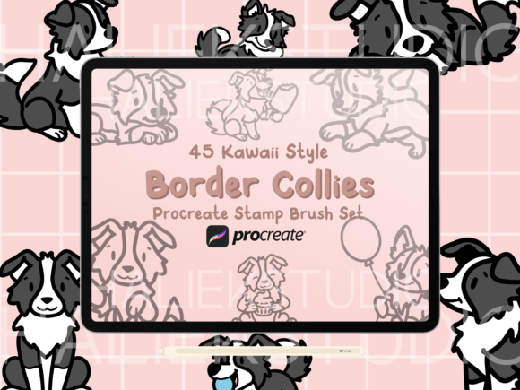 Border Collies Procreate Stamp Brushes