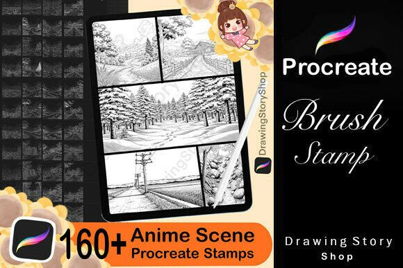 160+ Procreate Anime Scene Stamp Brushes