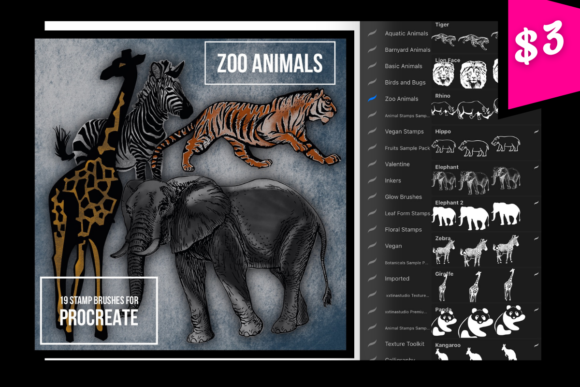 Zoo Animal Stamp Brushes