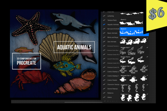 Aquatic Animal Stamps for Procreate