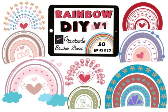 RAINBOW DIY V1 Procreate Brushes Stamp