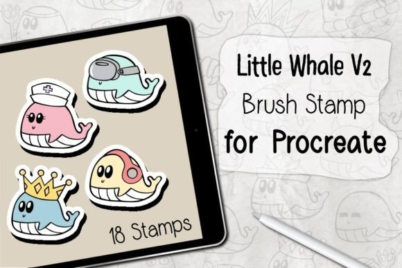 ‪Little Whale V2 | Procreate BrushStamp‬