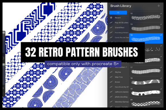 32 Retro Pattern Brushes for Procreate