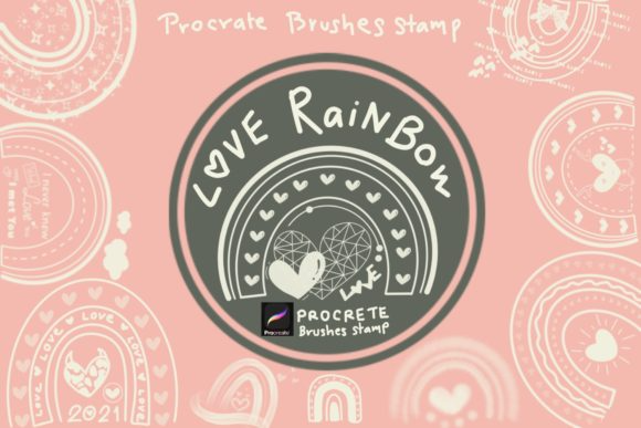 Love Rainbow Procreate Brushes Stamp