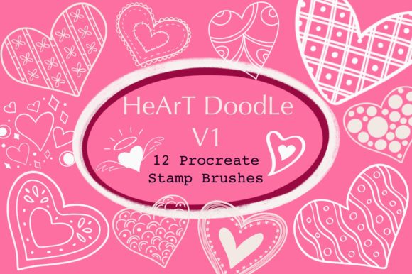 Procreate Stamp Brushes-Heart Doodle V1