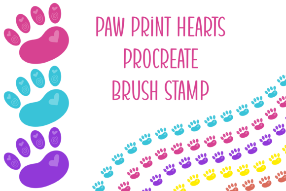Paw Print Hearts Procreate Border Stamp