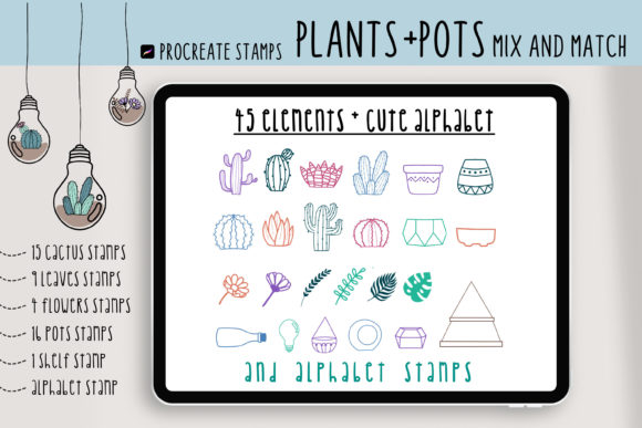 Procreate Brushes Stamps Plants and Pots