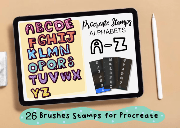 A-Z Alphabet Procreate Brush Stamp.