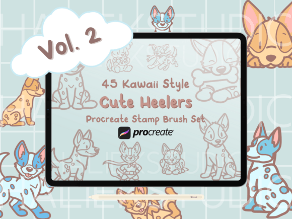 Heelers Vol. 2 Procreate Stamp Brushes