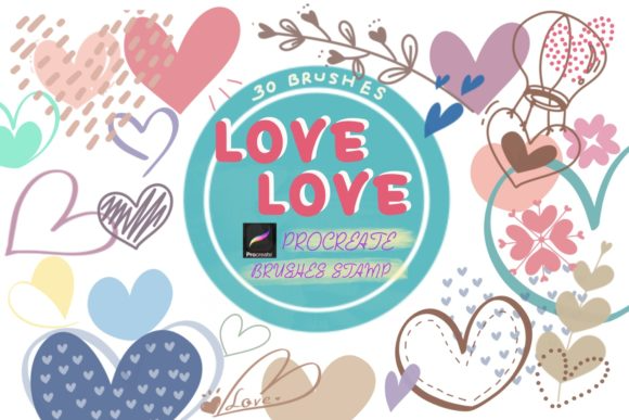 LOVE LOVE Procreate Brushes Stamp