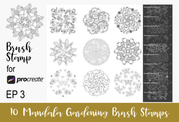 10 Procreate Brushes Stamp Mandala EP3