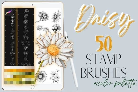 Procreate Daisy Flowers Stamp Brushes