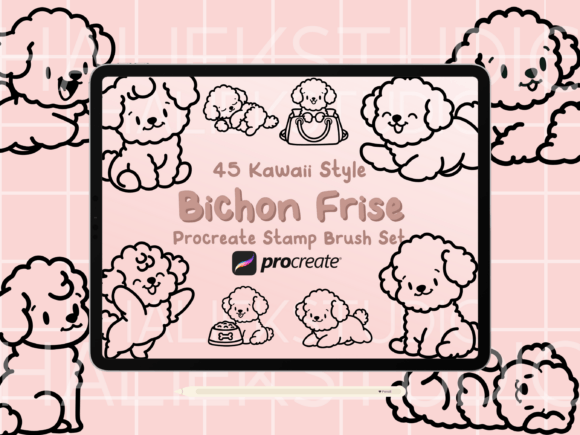 Bichon Frise Procreate Stamp Brush Set