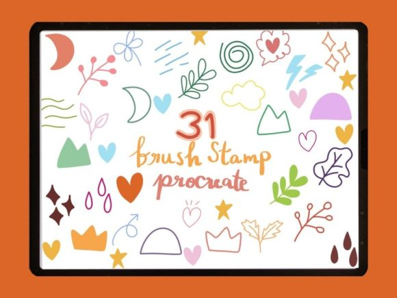 31 Doodle Stamp Procreate Brushes