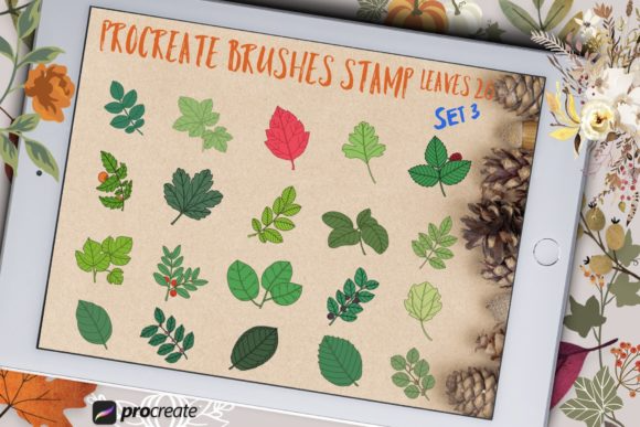 Procreate Brushes Stamp Leaves Set 3