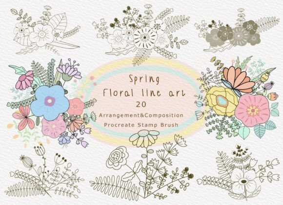 Spring Floral Line Art, Lovely Flower