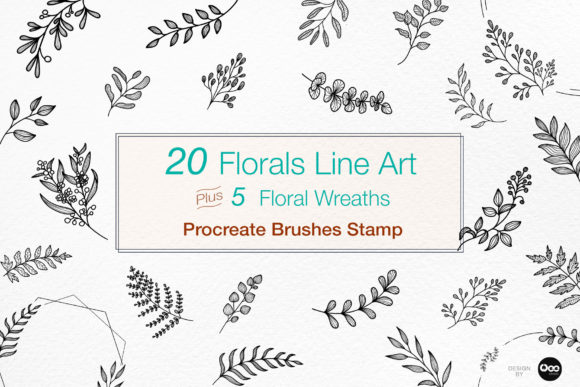 25 Floral Art Procreate Brushes Stamp