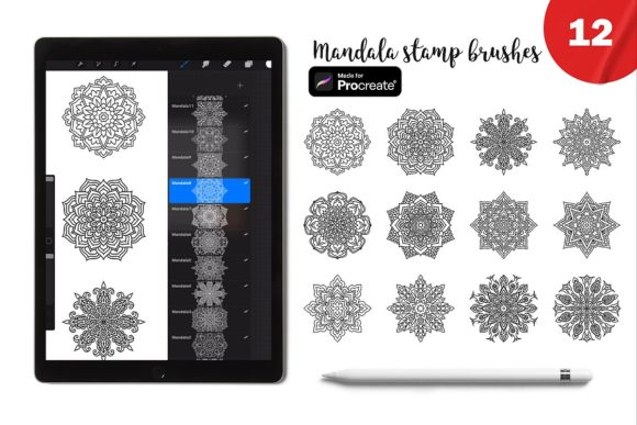 Procreate Mandala 12 Stamp Brushes Boho