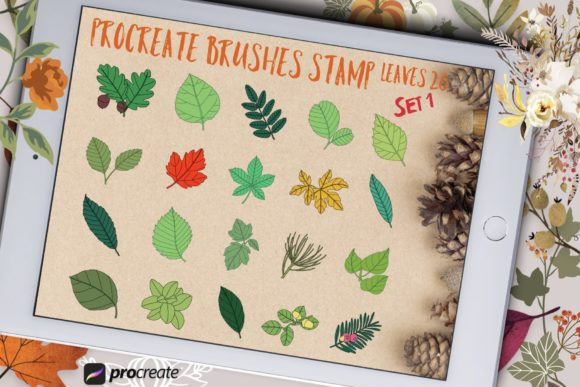 Procreate Brushes Stamp Leaves Set 1