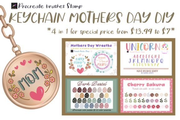 Procreate Brushes Stamp Keychain Mothers