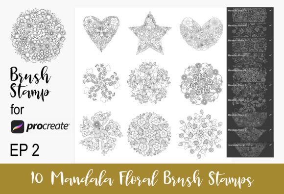 10 Procreate Brushes Stamp Mandala EP2