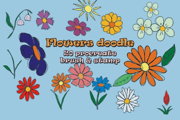 Flowers Doodle Brushes Stamp Procreate