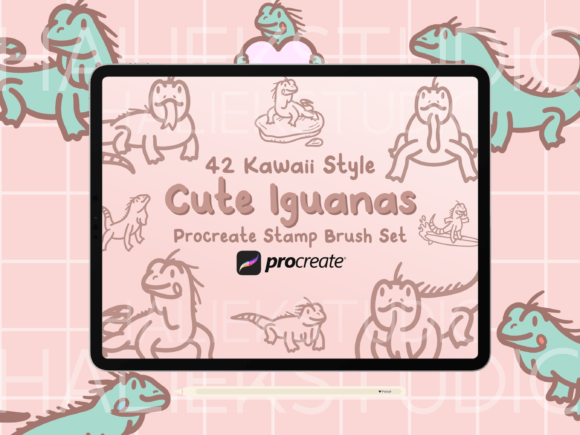 Cute Iguanas Procreate Stamp Brushes