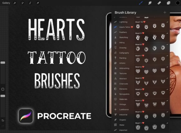 22 Heart Tattoo Brushes - Procreate