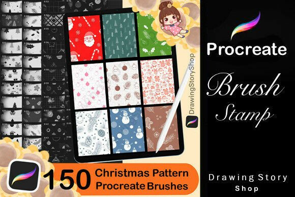 150 Procreate Christmas Pattern Brushes