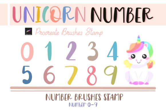 Procreate Brushes Stamp Unicorn Number