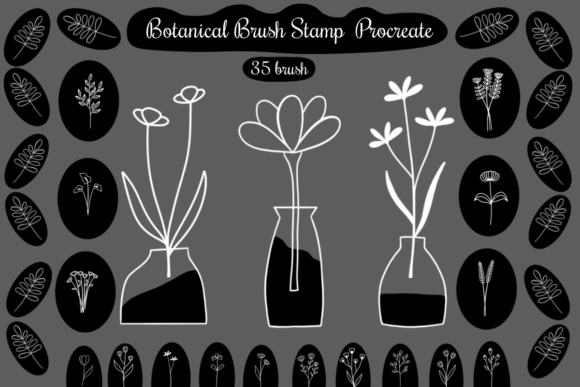 Botanical Brush Stamps Procreate 35 Brus
