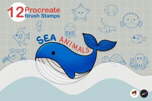 Sea Animal Procreate Brush Stamps