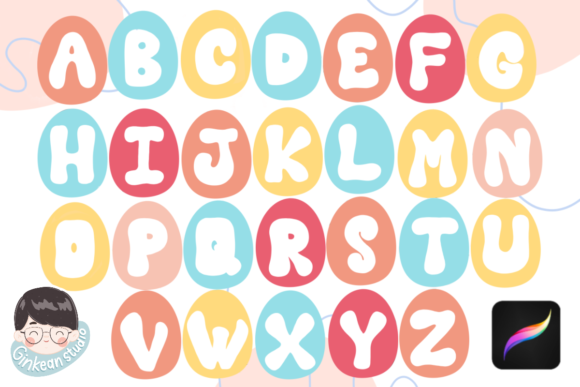 26 Alphabet Brush Stamp Procreate Easter