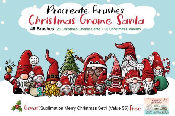 Procreate Christmas Gnome Santa Brushes