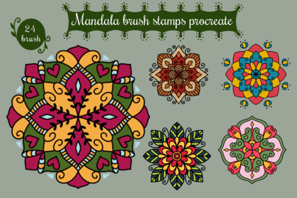 Mandala Brush Stamps Procreate 24 Brush,