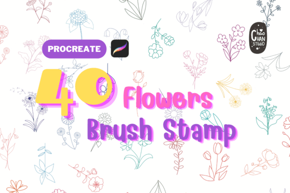 Flower Procreate 40 Brush Stamp