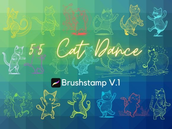 55 Cat Dance BRUSHSTAMP V.1