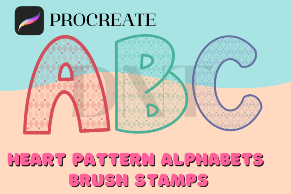Heart Pattern Alphabets Brush Stamps