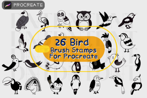 26 Bird Brush Stamps