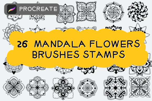 26 Mandala Flowers Brushes Stamps